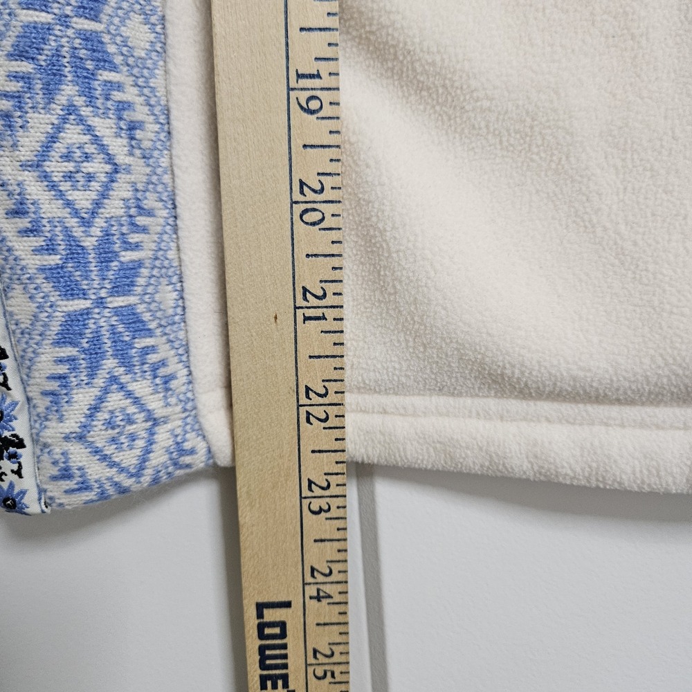 L.L. Bean Fleece Vest Womens Medium Cream Blue Nordic Snowflake Full Zip - Picture 9 of 11